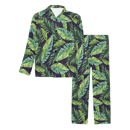 Tropical Flower Pattern Print Design TF06 Men's Long Sleeve Pajama Set
