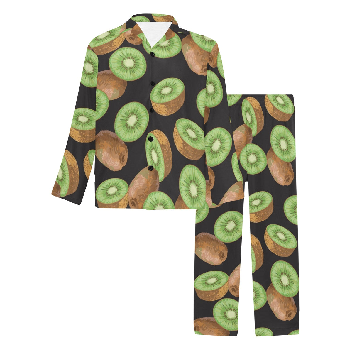 Kiwi Pattern Print Design KW03 Men's Long Sleeve Pajama Set