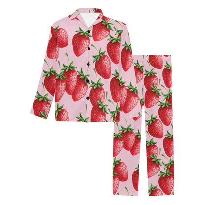 Strawberry Pattern Print Design SB03 Men's Long Sleeve Pajama Set
