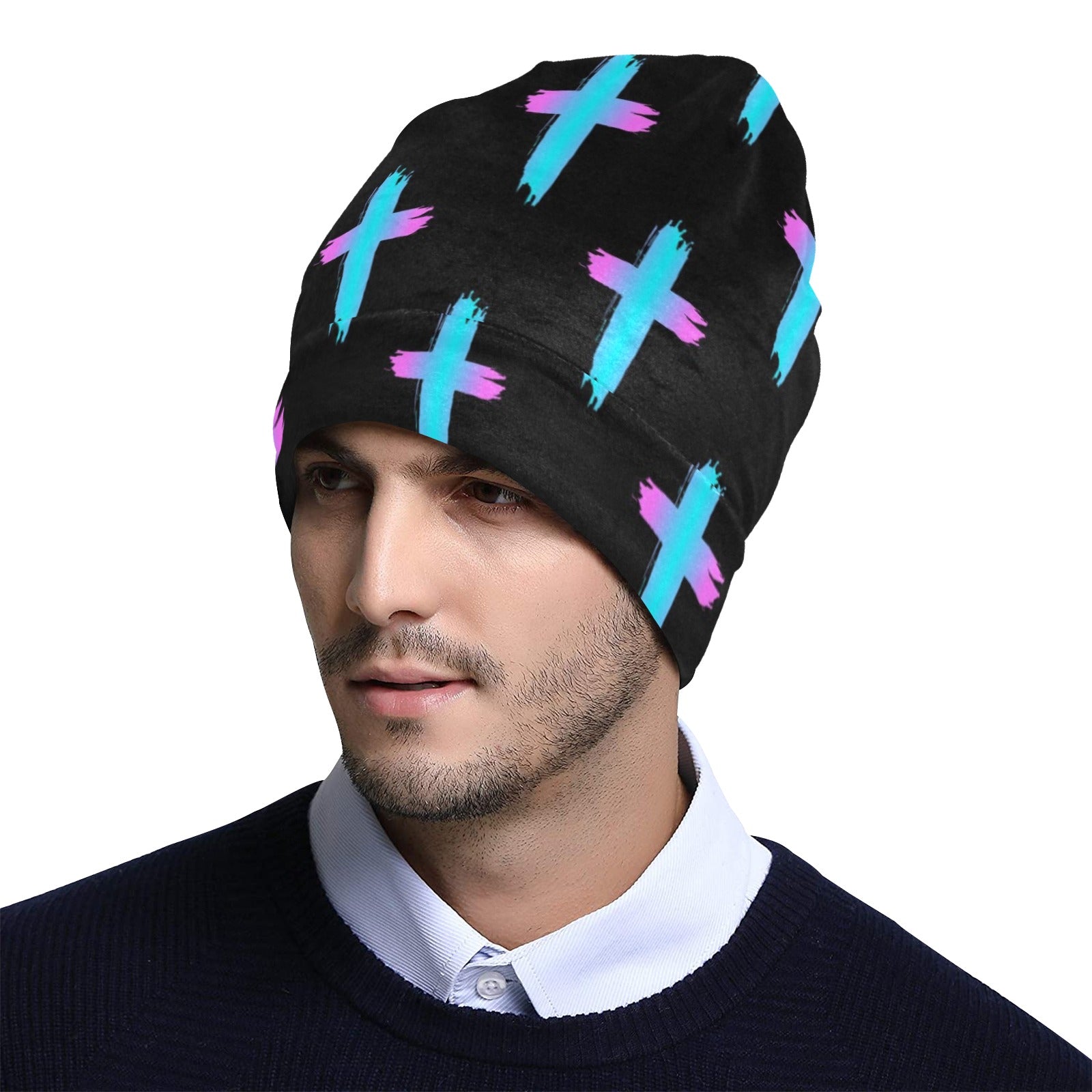 Christian Cross neon Pattern Unisex Beanie