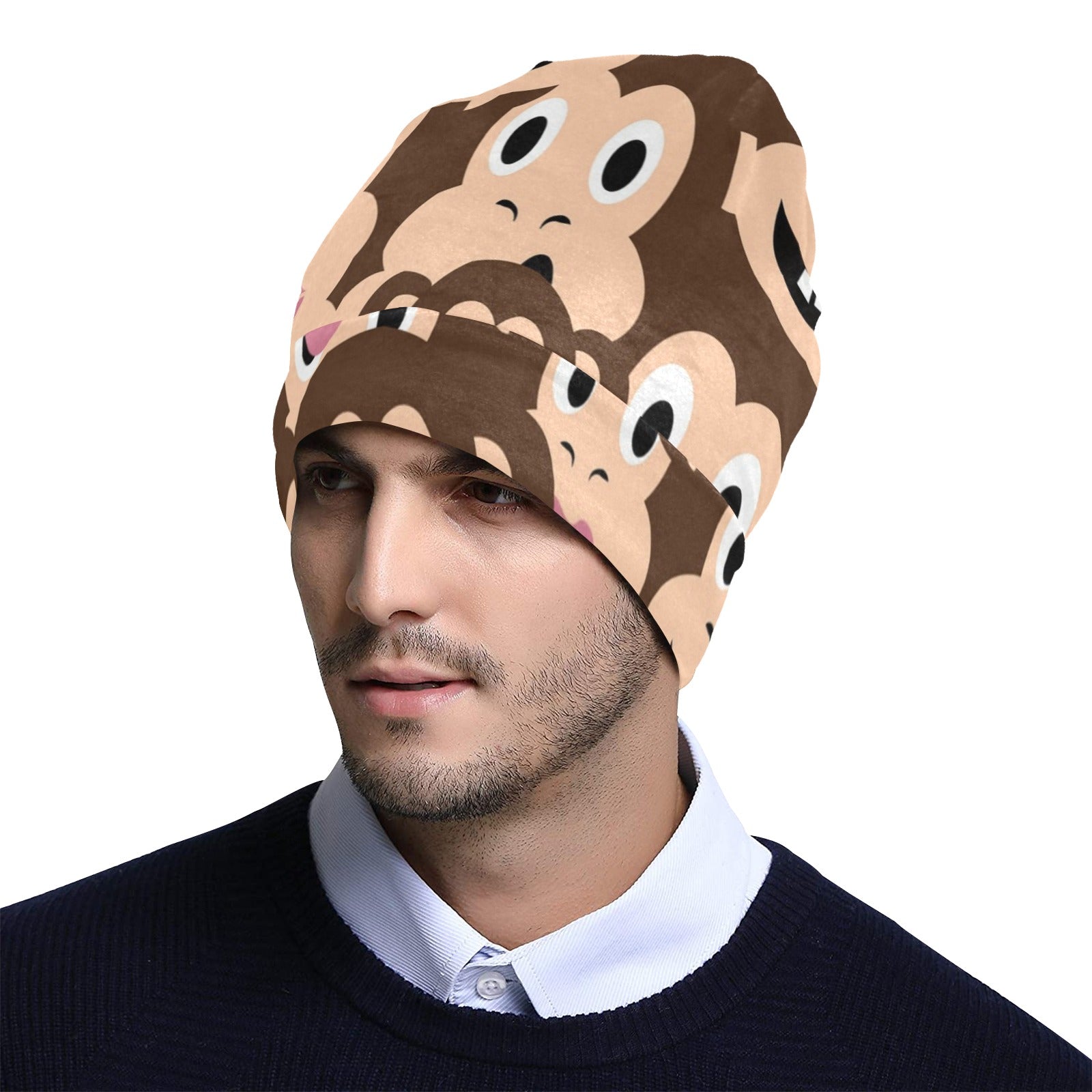 Emoji Monkey Print Pattern Unisex Beanie