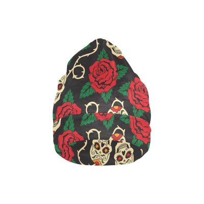 Sugar Skull Red Rose Print Design LKS301 Unisex Beanie