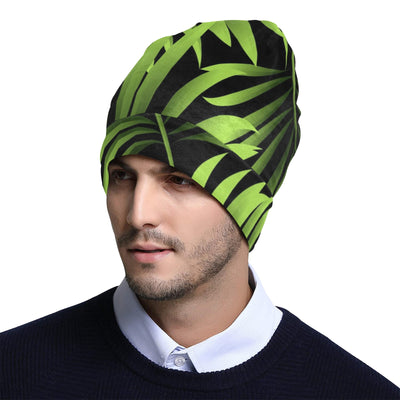 Green Neon Tropical Palm Leaves Unisex Beanie