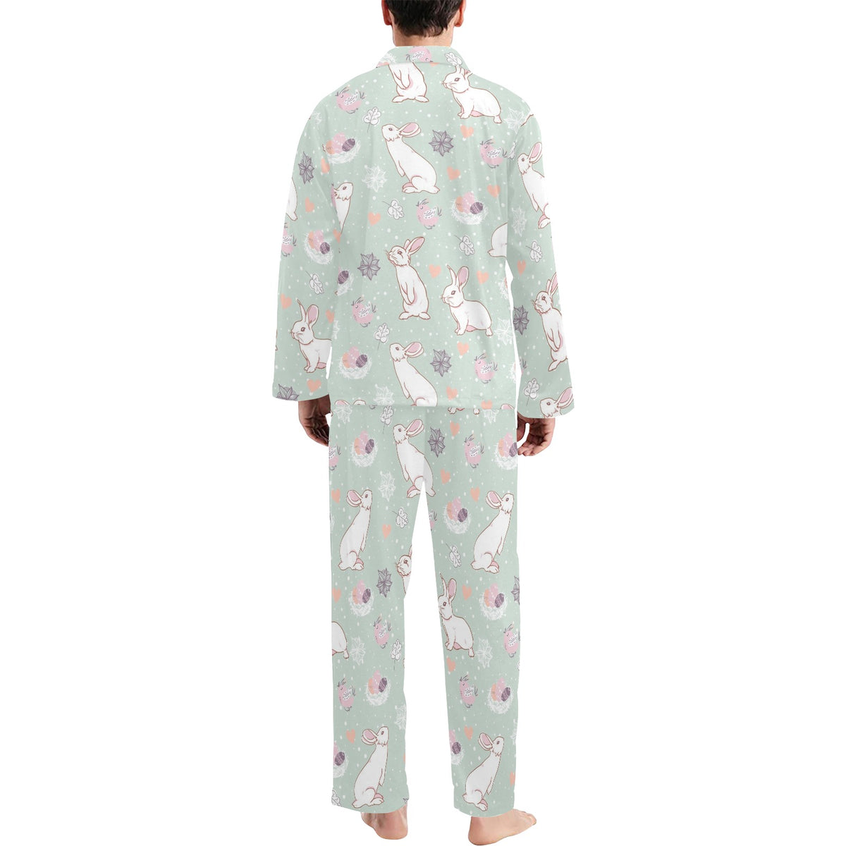 Rabbit Pattern Print Design RB011 Men's Long Sleeve Pajama Set
