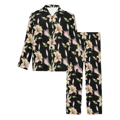 Lily Pattern Print Design LY05 Men's Long Sleeve Pajama Set