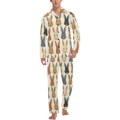 Rabbit Pattern Print Design RB04 Men's Long Sleeve Pajama Set