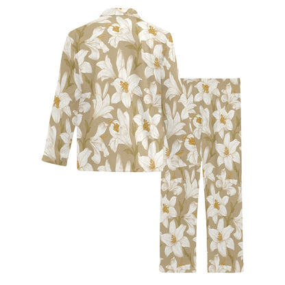 Lily Pattern Print Design LY07 Men's Long Sleeve Pajama Set