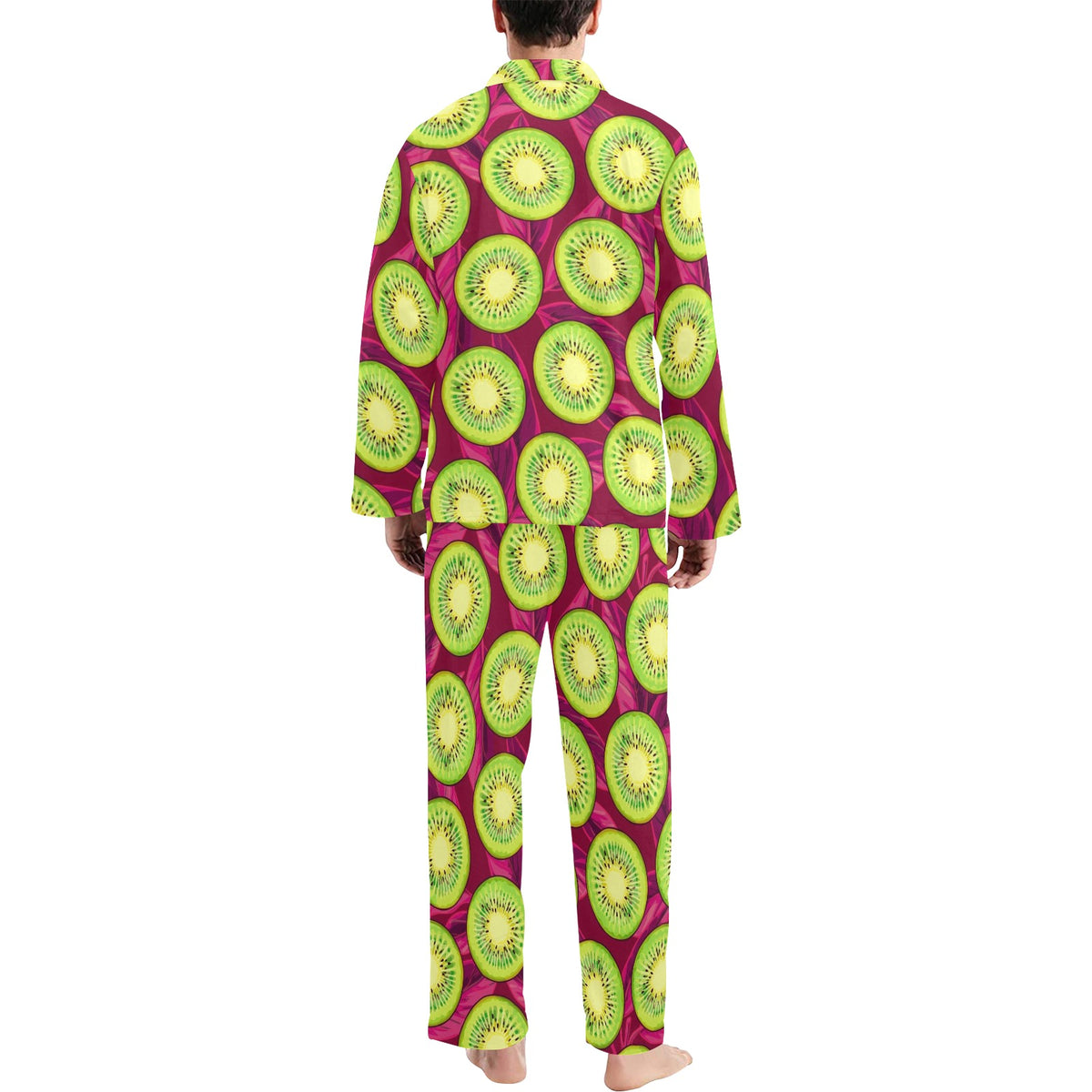 Kiwi Pattern Print Design KW05 Men's Long Sleeve Pajama Set