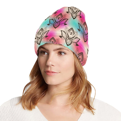 lotus Boho Pattern Print Design LO02 Unisex Beanie