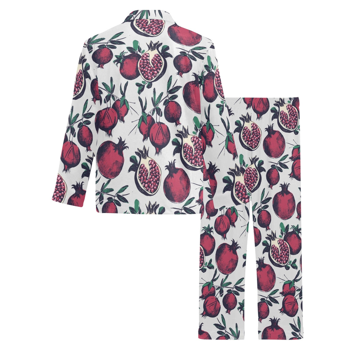 Pomegranate Pattern Print Design PG01 Men's Long Sleeve Pajama Set