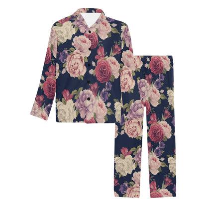 Peony Pattern Print Design PE03 Men's Long Sleeve Pajama Set