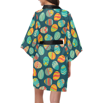 Easter Eggs Pattern Print Design RB09 Women's Short Kimono