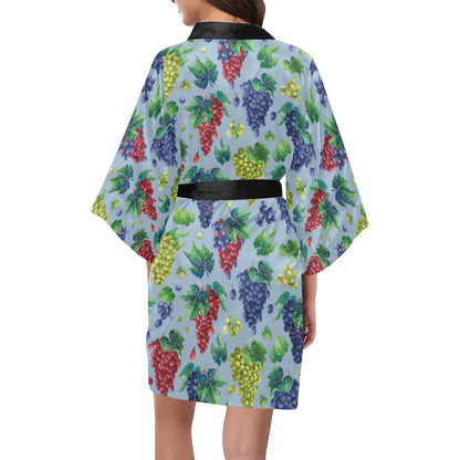 Grape Pattern Print Design GP06 Women's Short Kimono