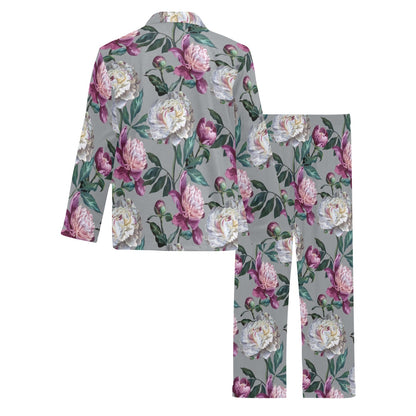 Peony Pattern Print Design PE01 Men's Long Sleeve Pajama Set