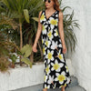 Yellow Plumeria Hawaiian Flowers Sleeveless Long Dress