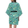 Sea Turtle Pattern Print Design T08 Women's Short Kimono