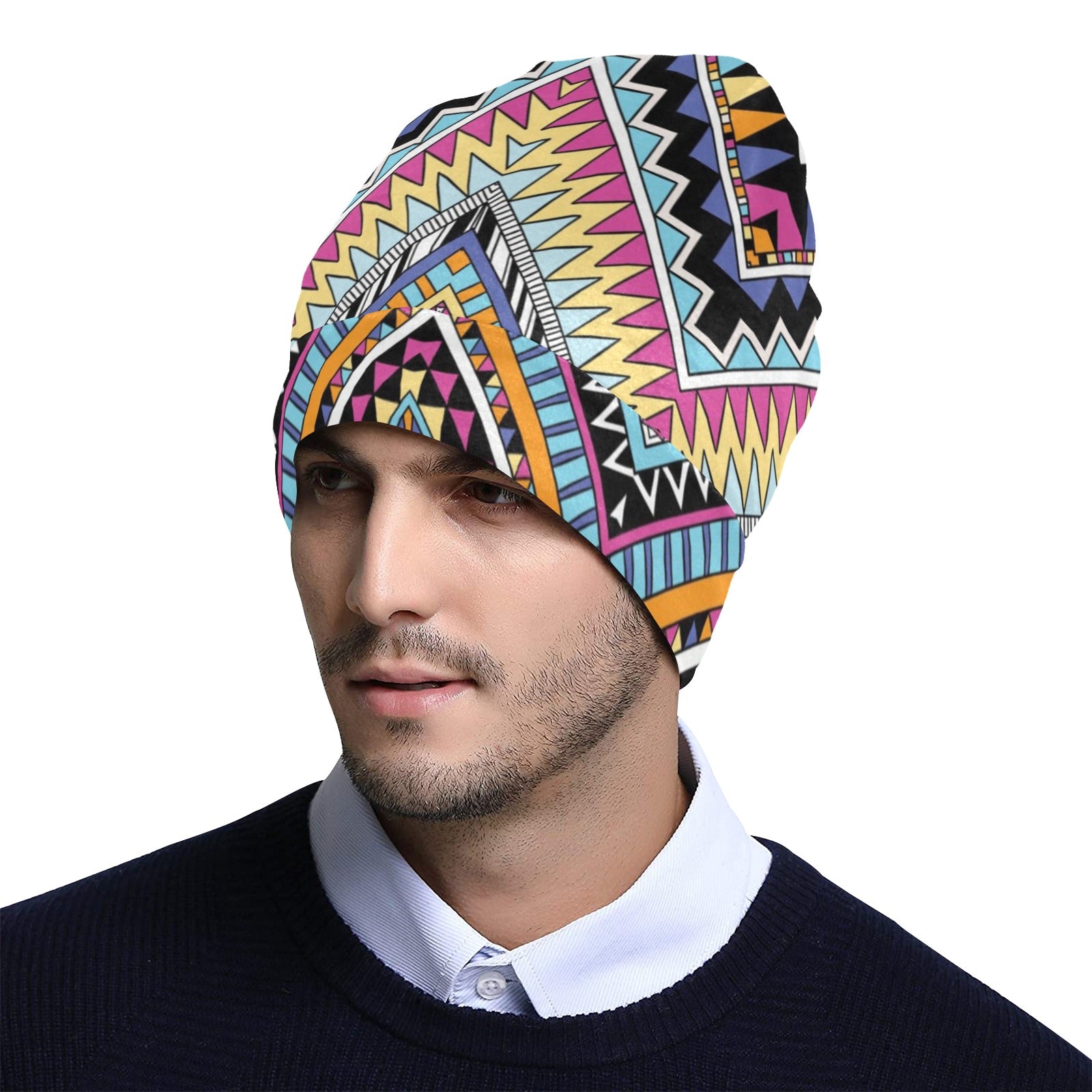 Multicolor zigzag Tribal Aztec Unisex Beanie