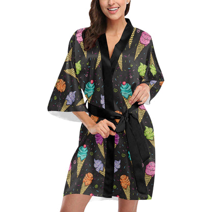 Ice Cream Pattern Print Design IC06 Women's Short Kimono