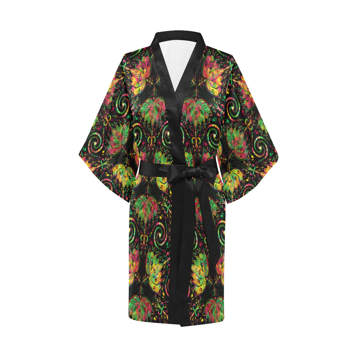 lotus Boho Pattern Print Design LO09 Women's Short Kimono