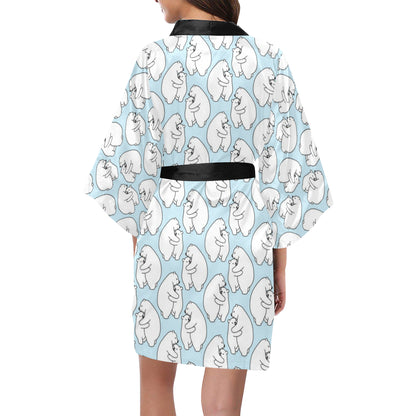 Polar Bear Pattern Print Design PB08 Women's Short Kimono
