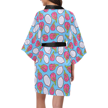Dragonfruit Pattern Print Design DF04 Women's Short Kimono