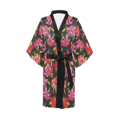 Lily Pattern Print Design LY012 Women's Short Kimono