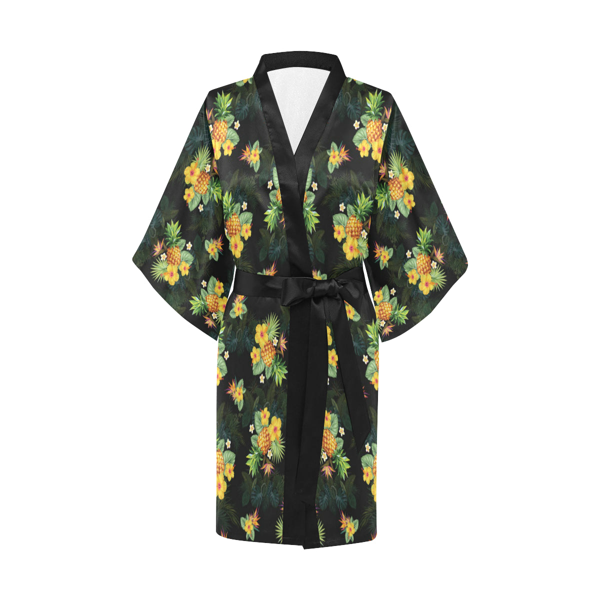 Pineapple Tropical Flower Print Pattern Women's Short Kimono