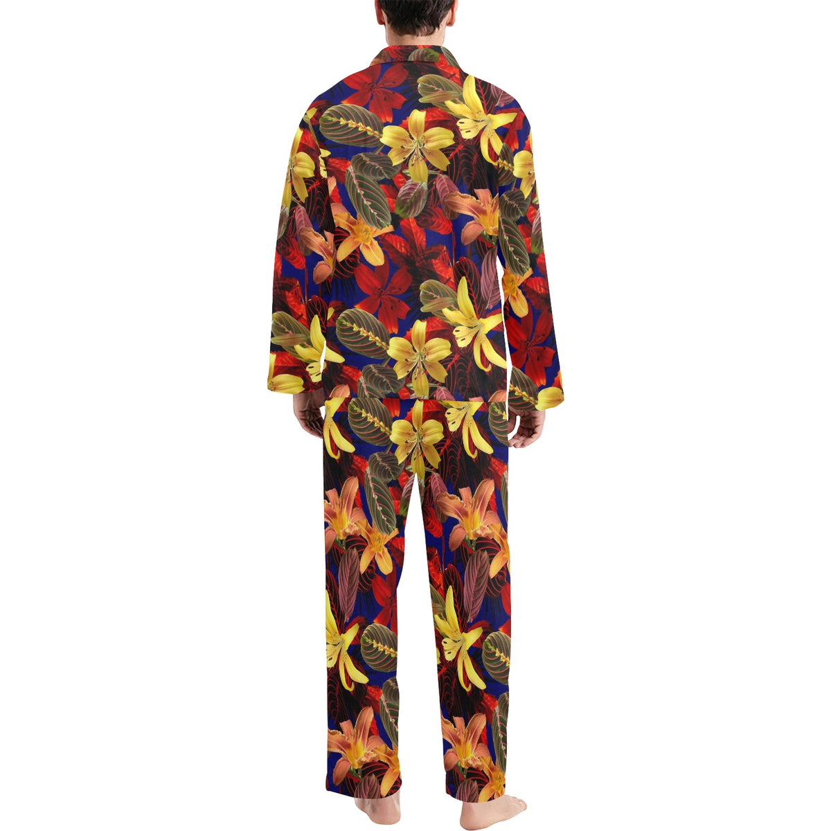 Lily Pattern Print Design LY014 Men's Long Sleeve Pajama Set