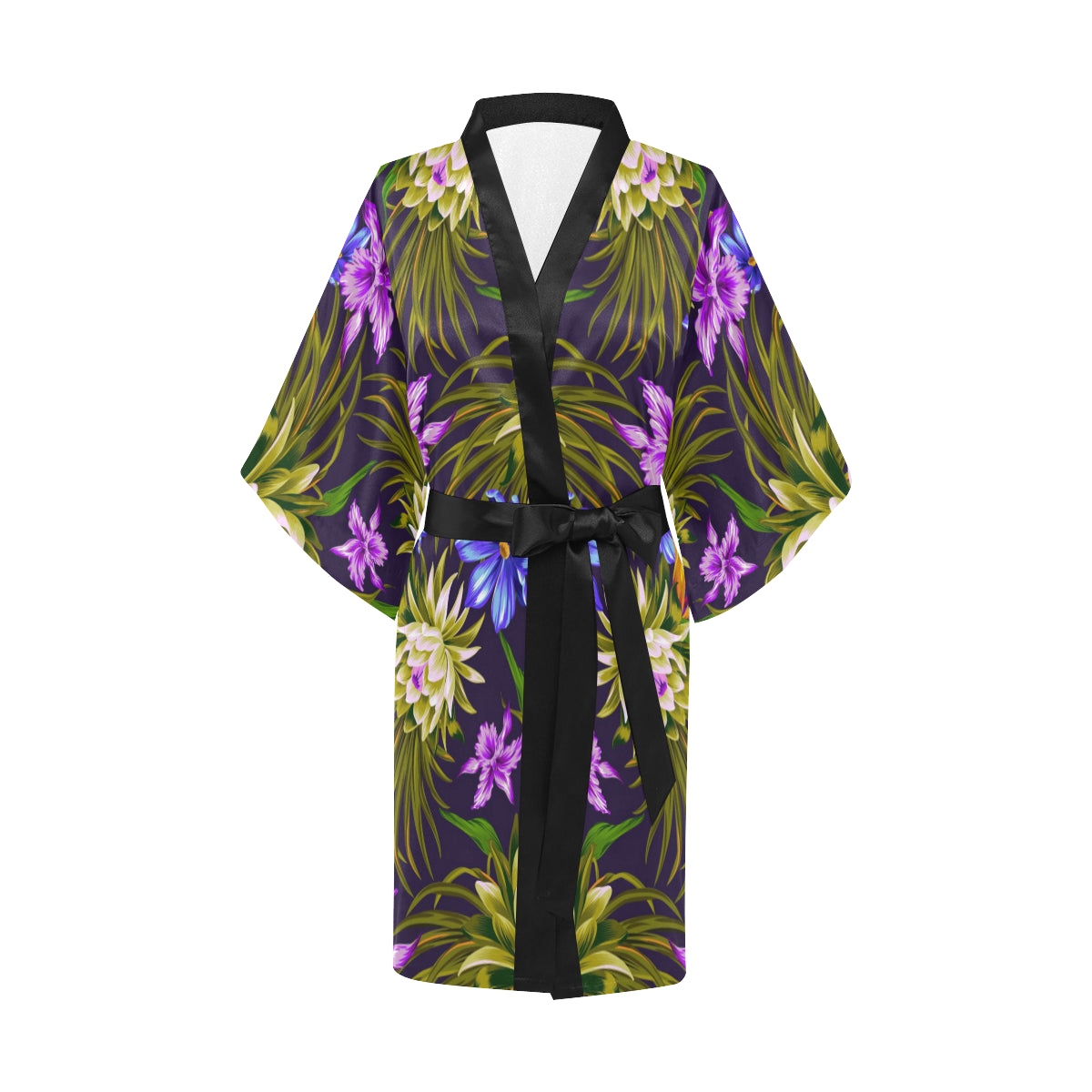 Water Lily Pattern Print Design WL08 Women's Short Kimono