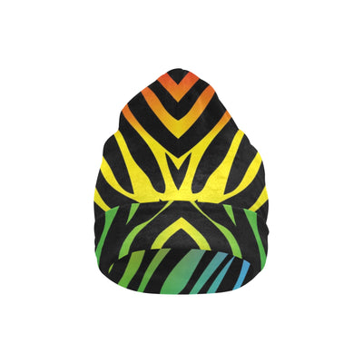 Rainbow Zebra Themed Print Unisex Beanie