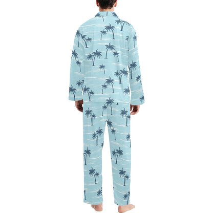 Palm Tree Pattern Print Design PT04 Men's Long Sleeve Pajama Set