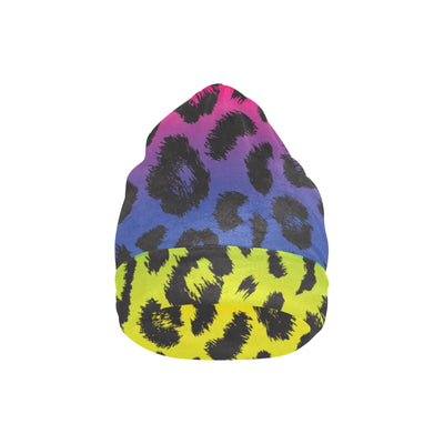 Rainbow Leopard Pattern Print Design A01 Unisex Beanie