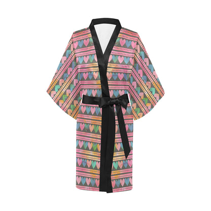 Heart Pattern Print Design HE010 Women's Short Kimono
