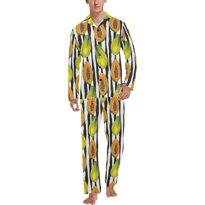Papaya Pattern Print Design PP01 Men's Long Sleeve Pajama Set