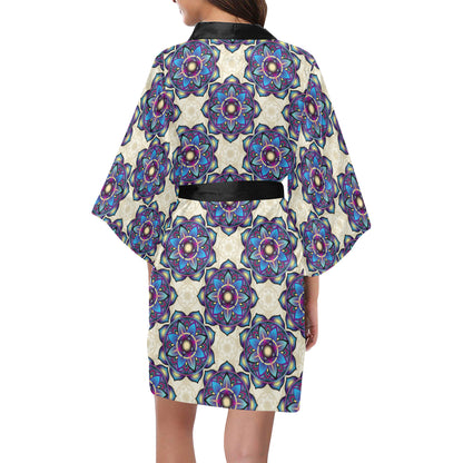 lotus Boho Pattern Print Design LO08 Women's Short Kimono