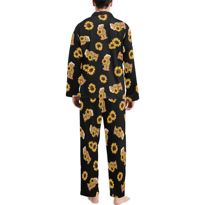 Sunflower Pattern Print Design SF016 Men's Long Sleeve Pajama Set