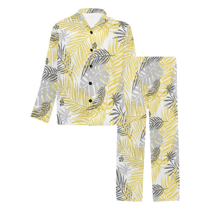 Palm Leaves Pattern Print Design PL012 Men's Long Sleeve Pajama Set