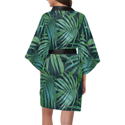 Tropical Flower Pattern Print Design TF011 Women's Short Kimono