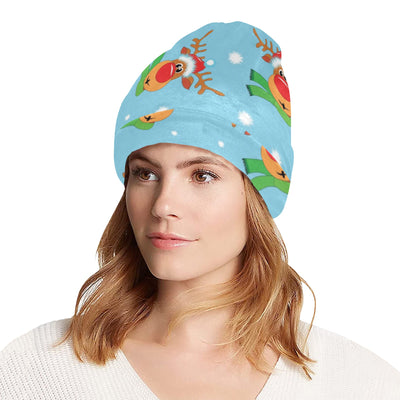 Reindeer cute Pattern Print Design 02 Unisex Beanie