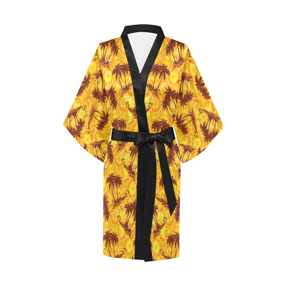 Palm Tree Pattern Print Design PT012 Women's Short Kimono