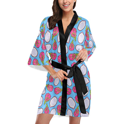 Dragonfruit Pattern Print Design DF04 Women's Short Kimono