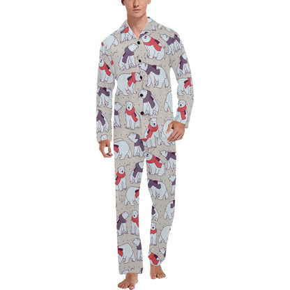 Polar Bear Pattern Print Design PB04 Men's Long Sleeve Pajama Set