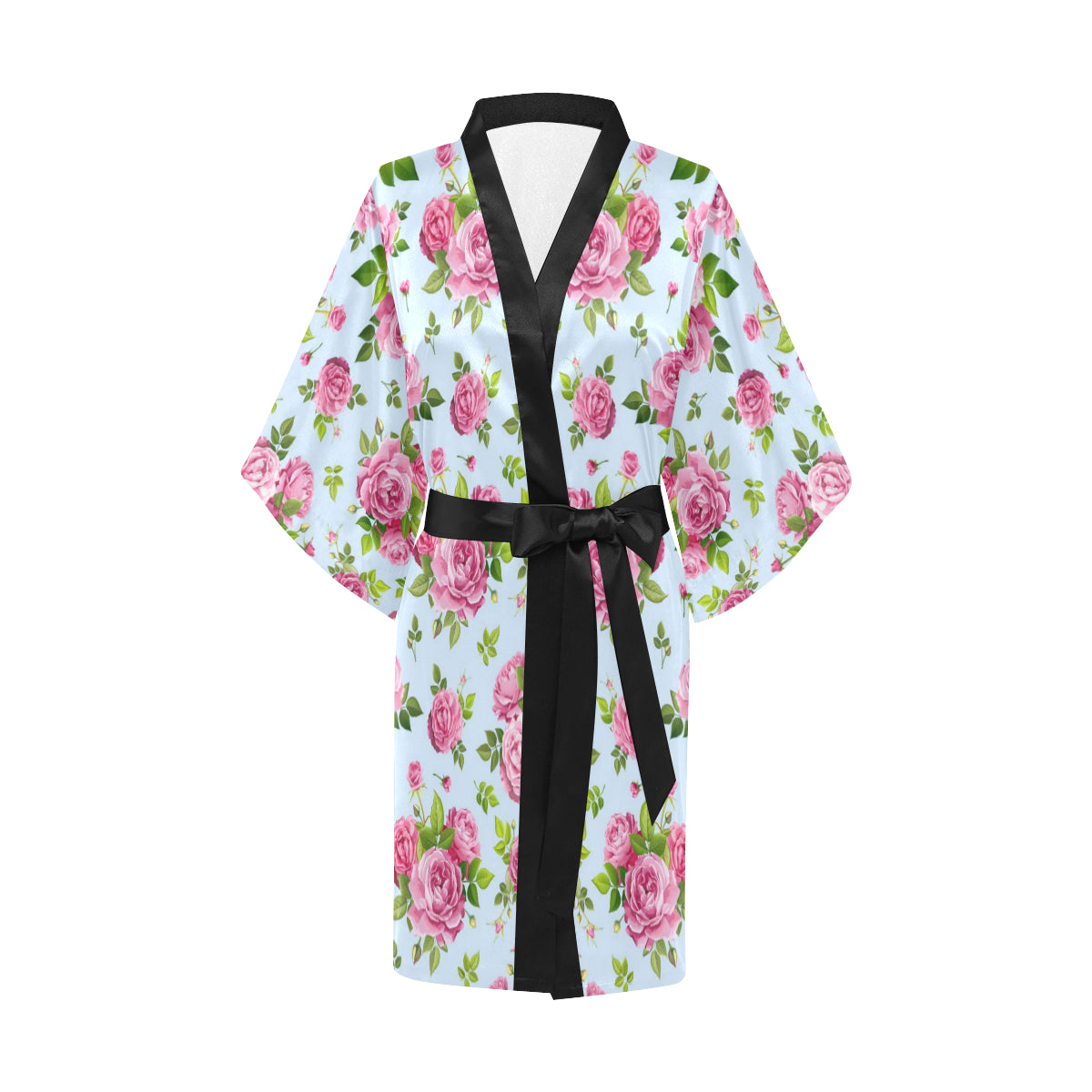 Rose Pink Pattern Print Design RO08 Women's Short Kimono
