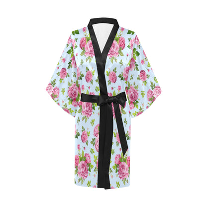 Rose Pink Pattern Print Design RO08 Women's Short Kimono