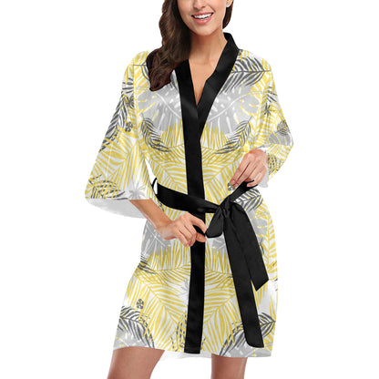 Palm Leaves Pattern Print Design PL012 Women's Short Kimono