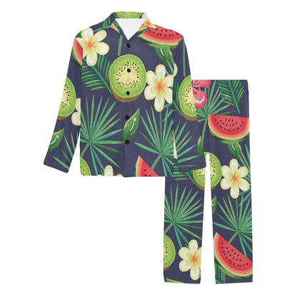 Tropical Fruits Pattern Print Design TF05 Men's Long Sleeve Pajama Set