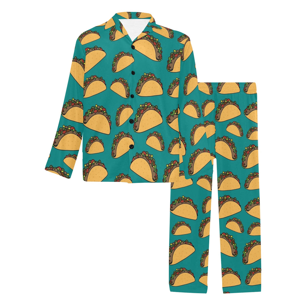 Taco Pattern Print Design TC07 Men's Long Sleeve Pajama Set