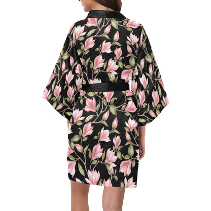 Magnolia Pattern Print Design MAG03 Women's Short Kimono