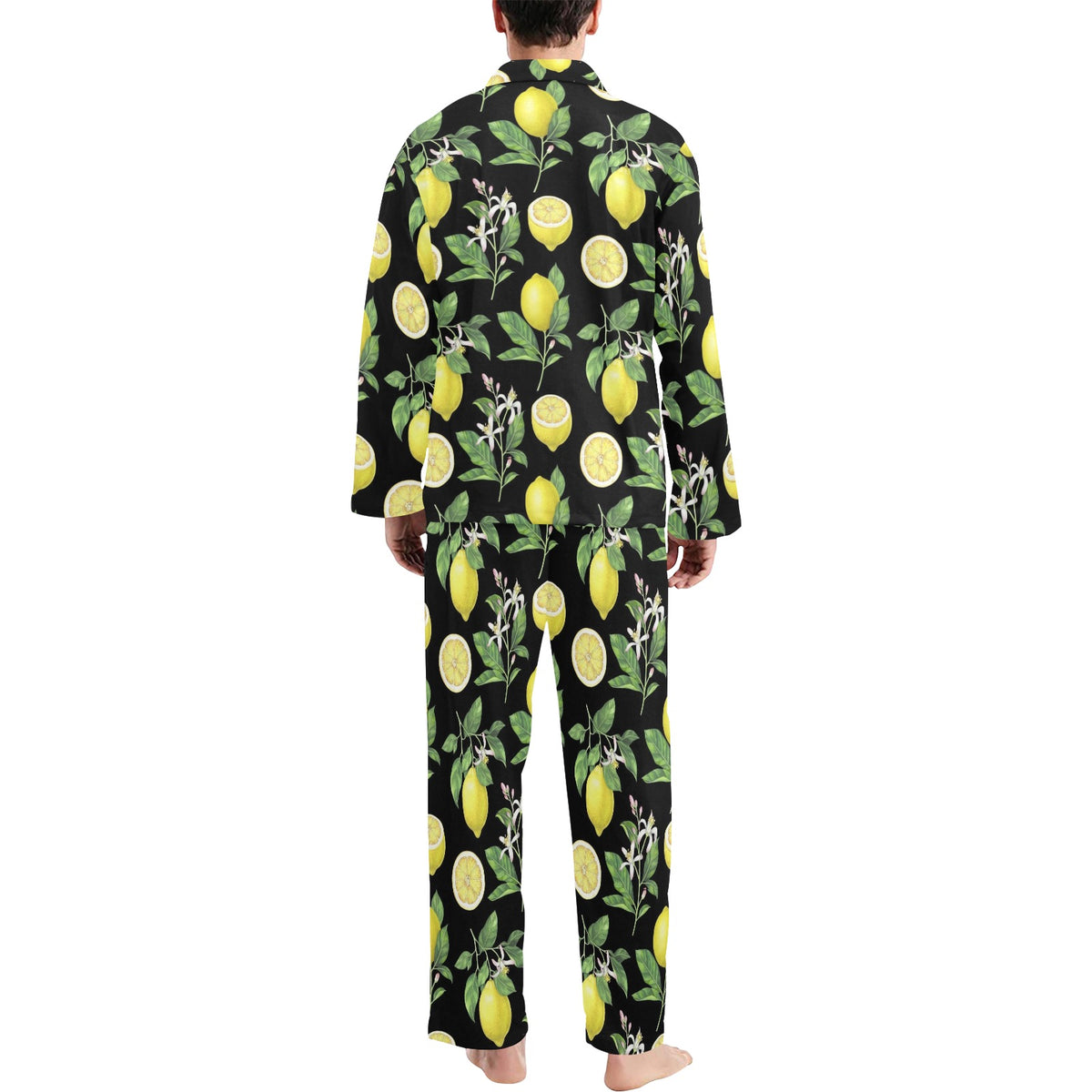 Lemon Pattern Print Design LM02 Men's Long Sleeve Pajama Set