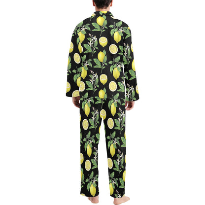 Lemon Pattern Print Design LM02 Men's Long Sleeve Pajama Set